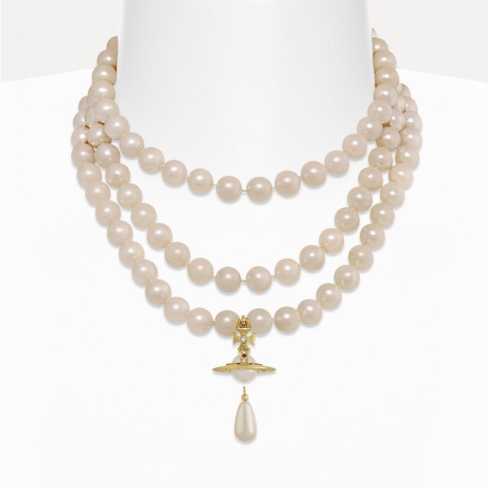 Three Row Pearl Drop Choker